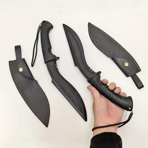 Vista 6 de Palabra corta de plástico Cuchillo corto de polipropileno de alta dureza de 12 pulgadas de longitud estilo nepalí tanto con vaina de PU práctica