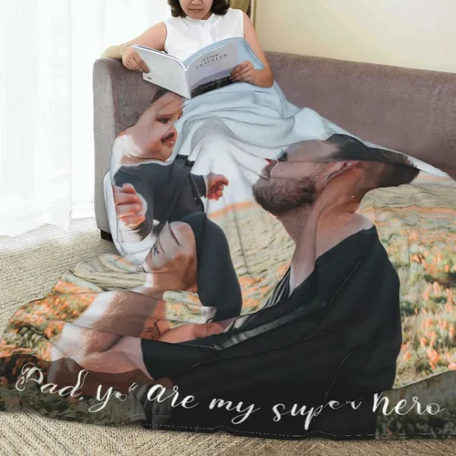 Vista 5 de Mantas personalizadas con fotos para mujeres y hombres, regalos de cumpleaños conmemorativos, manta personalizada de franela suave con mis propias