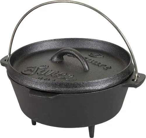 Vista 21 de Stansport - Horno holandés de hierro fundido presazonado de 1 cuarto con fondo plano (16016) Pre-seasoned cast iron with a flat bottom for stovetop