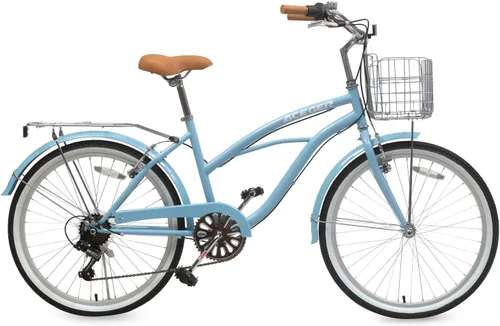Vista 2 de ACEGER Girls Bike with Rattan Basket for 10+ Years, 24" 26" 1 & 7 Speed Comfort Commute Bicycle, Included Dual Brakes & Seat Rack, Adjustable
