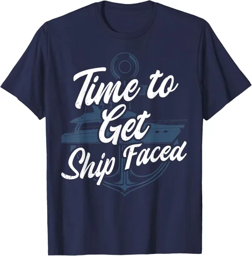 Vista 21 de Time to Get Ship Faced Holiday Hilarante Nautical Sailing Camiseta, Negro, S