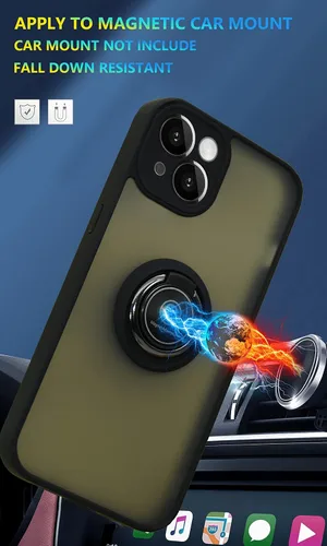 Vista 3 de Está especialmente diseñado para iPhone 13 Mini antihuellas, soporte de anillo giratorio de 360° integrado sólido y duradero, funda magnética sólida