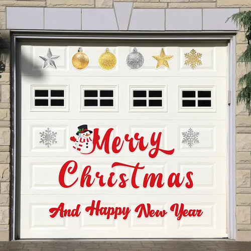 Vista 10 de BBTO 25 piezas de decoración de puerta de garaje de Navidad decoración de puerta de garaje, calcomanías de imanes de Feliz Navidad