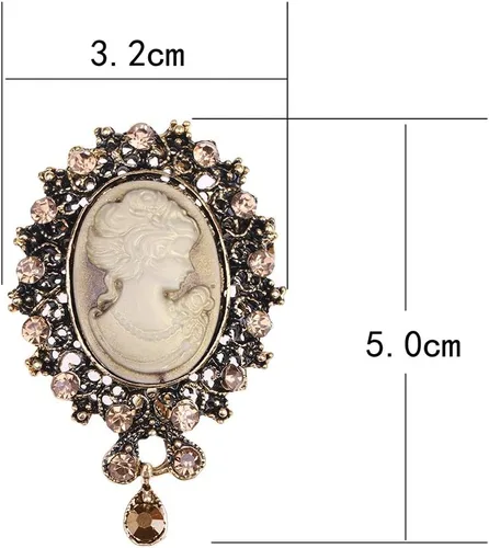 Vista 5 de lureme Cameo de belleza victoriana elegante vintage con broche de cristal (br000017)