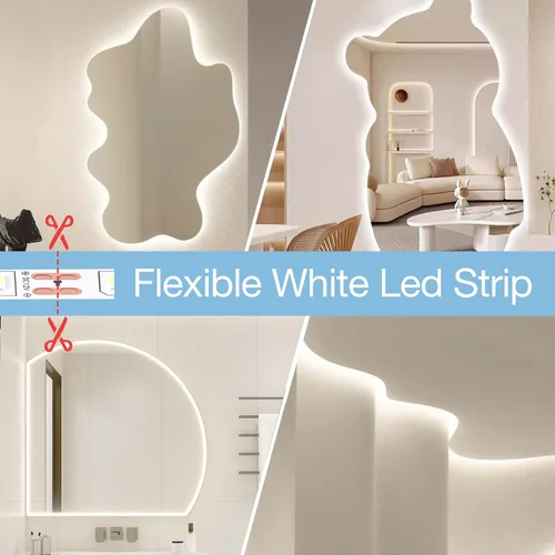 Vista 7 de Tira de luces LED blancas de 20 pies con control remoto, tira de luz LED regulable de 6500 K de 12 V, 360 luces LED flexibles para dormitorio