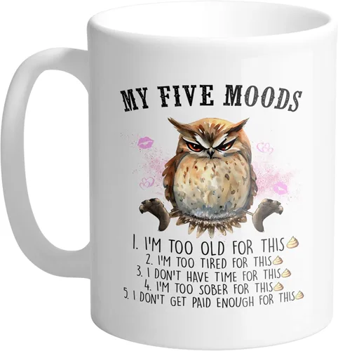 Vista 7 de TeesAndTankYou My Five Moods - Taza de café (11 onzas), color negro