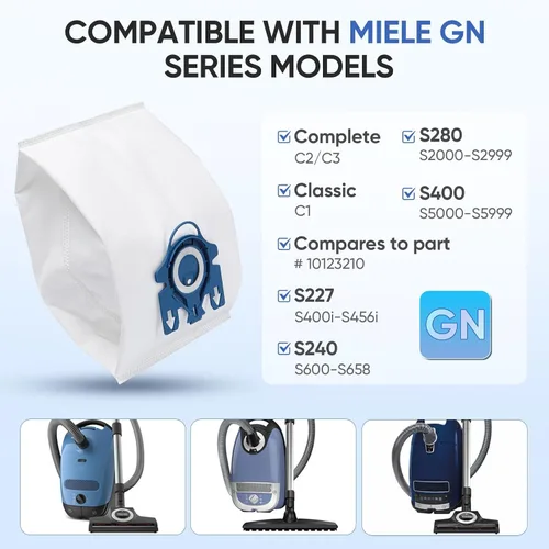 Vista 2 de Bolsas de repuesto para aspiradora GN compatibles con aspiradora Miele Classic C1, Complete C2, Complete C3, S227/S240, S270, S400, S2, S5, S8