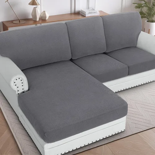 Vista 34 de H.Versailtex - Funda de sofá seccional de 1 pieza, funda deslizante para chaise con forma de L, funda de cojín separada para sofá seccional tanto