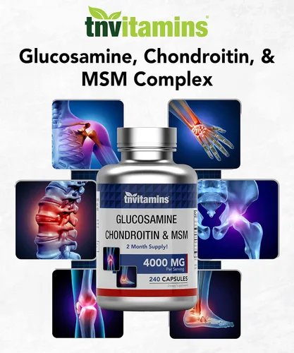 Vista 4 de Cápsulas de suplemento de glucosamina, condroitina y MSM (4000 mg x 240 cápsulas) para hombres y mujeres Potente suplemento de apoyo articular*