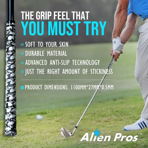Vista 4 de ALIEN PROS Paquete de 6 cintas de envoltura de agarre de golf Skull & Magic Mix - ReGrip en 1 minuto