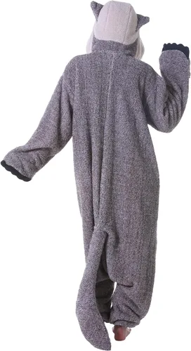 Vista 6 de DELEY Pijama unisex de una pieza para adultos, pijamas de animales para Halloween, disfraz de cosplay para niños, mujeres y hombres
