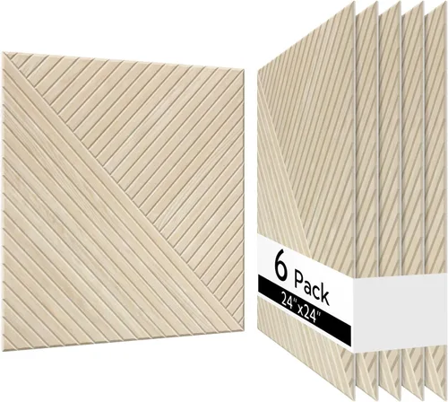 Vista 11 de Olanglab Paquete de 6 paneles de pared autoadhesivos, 23.6 x 11.8 pulgadas por panel, paneles de pared acústicos, arte de pared que absorben