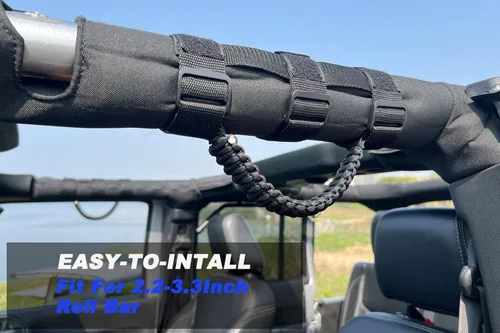 Vista 6 de 2 asas de agarre de barra antivuelco para Jeep Wrangler YJ TJ JK JKU JL JLU Sahara Rubicon X Sports Freedom & Unlimited 1987-2022 (Negro)