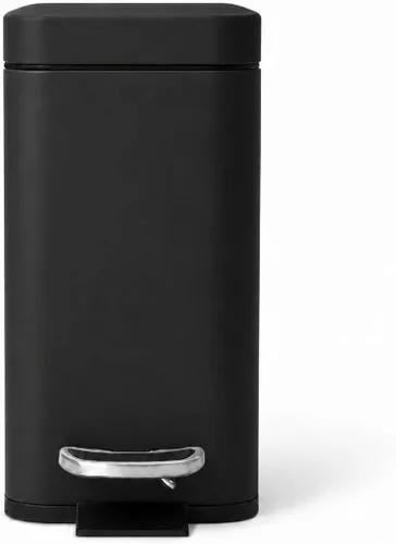 Vista 3 de Home Zone Living 1.3 galones pequeño cubo de basura para baño con tapa y pedal de paso, cesto de basura de acero inoxidable con diseño delgado