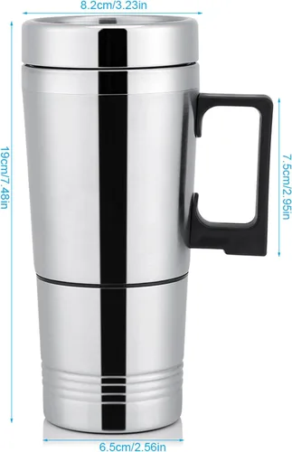Vista 3 de 24V/12V Hervidor eléctrico de viaje 300mL Calentador de agua portátil de acero inoxidable para uso en el hogar del coche Camping