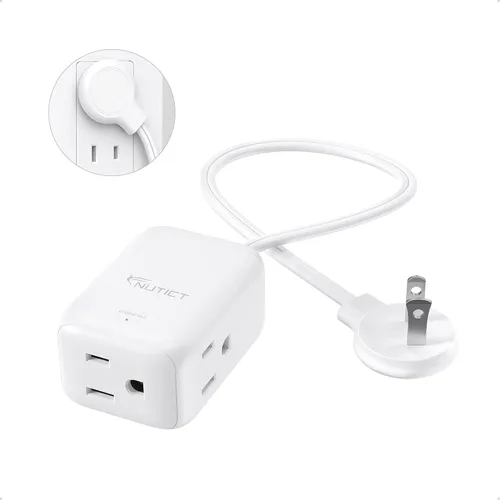 Vista 30 de NUTICT Cable de extensión corto de 6 pulgadas, extensor de 3 salidas con protector de sobretensiones 900J, 15A/1875W, certificado ETL, divisor