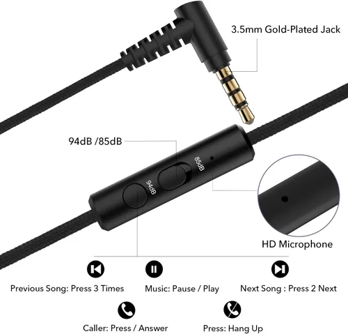 Vista 4 de K5 - Auriculares infantiles con micrófono, limitador de volumen a 85/94 dB, plegables, auriculares estéreo sin enredos, conector de 3,5 mm