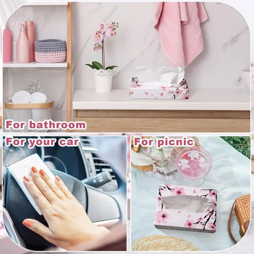 Vista 7 de Yinder 24 paquetes de 960 hojas de pañuelos en cubo para coche, pañuelos faciales desechables para viajes, soporte de pañuelos suaves con acuarela