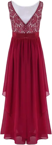 Vista 3 de iiniim Vestido de noche largo formal de gasa con espalda en V para dama de honor