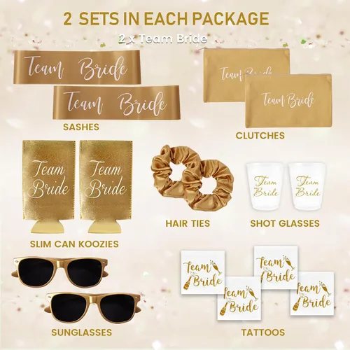 Vista 2 de Accesorios y suministros para despedida de soltera – Paquete de regalos de despedida de soltera con banda de despedida de soltera, gafas de sol