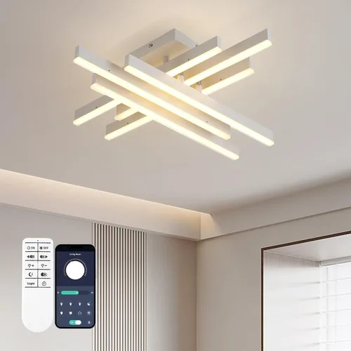 Vista 13 de ORANOOR - Lámpara de techo LED moderna, lámpara de techo de montaje empotrado regulable de 15.7 pulgadas en forma de cuadrado negro con control