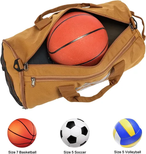 Vista 3 de TUGUAN Bolsas de gimnasio para hombres y mujeres, bolsa de gimnasio con bolsillo húmedo y compartimento para zapatos, bolsa de lona para hombres