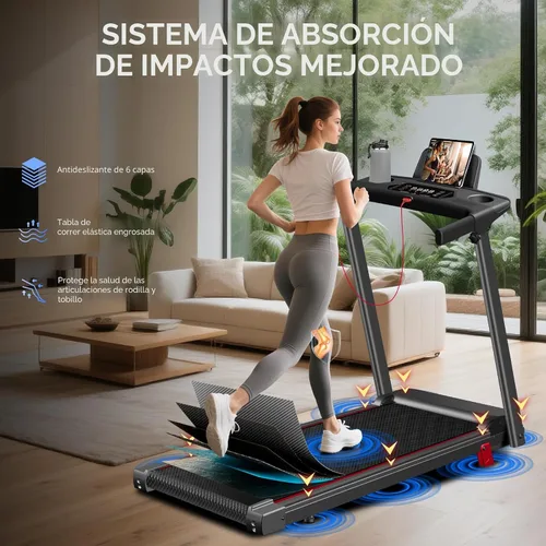 Vista 8 de Caminadora con inclinación 3 en 1 portátil, pequeña, para el hogar, con barra de apoyo, caminadora plegable de 3.0 HP, silenciosa, sin escobillas
