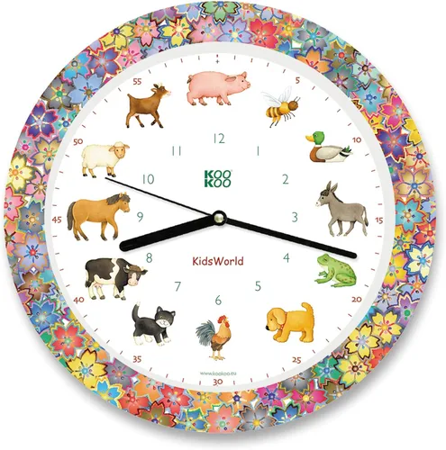 Vista 12 de KOOKOO KidsWorld - Reloj de pared para niños con sonidos naturales, 12 animales de granja