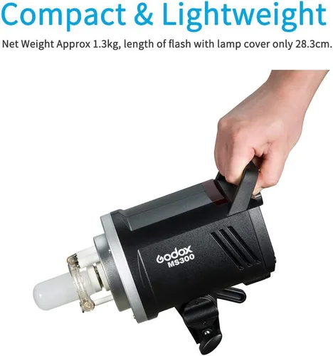 Vista 2 de Godox MS300 MS 300 Studio Flash Strobe, MS300 300W Monolight con montaje Bowens, sistema inalámbrico X 2.4G, lámpara de modelado de 150W, reciclaje