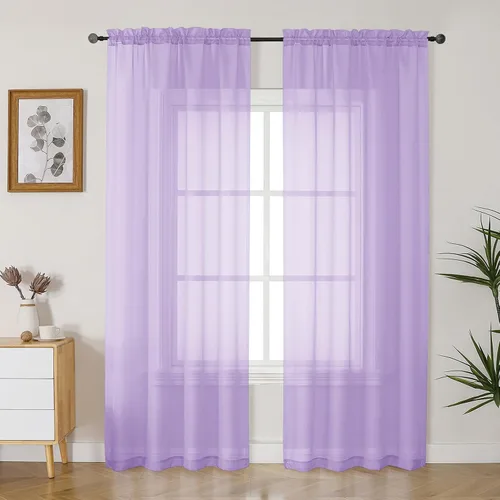 Vista 83 de Gwine Cortinas transparentes negras de 108 pulgadas de largo Negro
