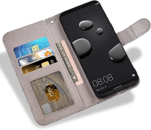Vista 4 de Asuwish Funda de teléfono para Huawei Mate 10 Pro con protector de pantalla de vidrio templado y funda de cartera de encaje, soporte para tarjetas