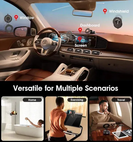Vista 2 de Soporte magnético para teléfono de automóvil de absorción al vacío, adecuado para teléfonos iPhone y Android, soporte de ventosa ajustable de 360°