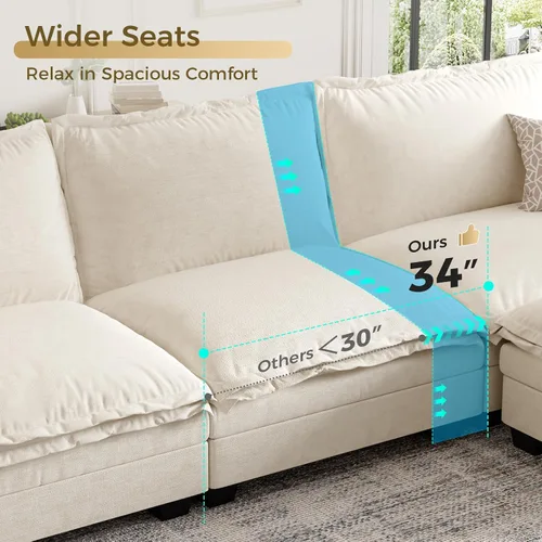 Vista 7 de KKL Sofá Seccional Modular de 89 Pulgadas, Sofá de Amor de 2 Asientos Sofá Nube con Asiento Profundo, Sofás Seccionales de Chenilla para Sala
