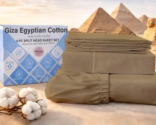 Vista 29 de MyGiza Sheets, Juego de sábanas 100% de algodón egipcio Giza, tamaño individual, para adaptarse a colchones de hasta 15 pulgadas de profundidad