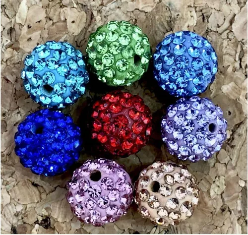 Vista 3 de 100 piezas Adabele Grado A Cuentas sueltas con cristal de 10 mm, diseño de atrapasueños con diamantes de imitación, bola de discoteca de arcilla