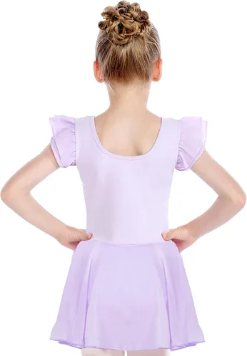 Vista 2 de HiDance Leotardos de ballet para niñas, vestido de baile de bailarina, leotardos de ballet con falda
