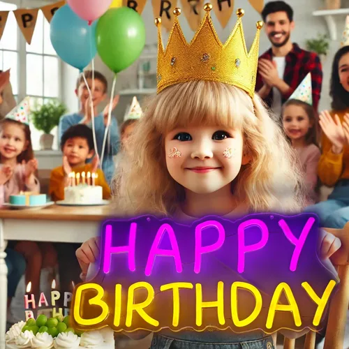 Vista 3 de Letrero de neón de feliz cumpleaños, tablero de luz brillante de feliz cumpleaños, tablero de luz de neón de feliz cumpleaños, adecuado para todas