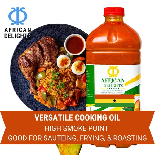Vista 7 de African Delights Aceite de palma roja – 100% natural y puro Auténtico aceite de fruta de palma sin refinar Alto punto de humo para cocinar