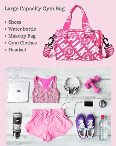 Vista 6 de Bolsa de gimnasio pequeña estética, bonita bolsa de lona con asa, bolsa de viaje para el hombro, bolsa cruzada resistente para deportes de natación