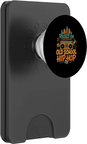 Vista 8 de Raised on Old School Hip Hop Retro Boombox PopSockets Adhesive PopGrip
