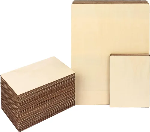 Vista 14 de 150 cuadrados de madera para manualidades, piezas de madera sin terminar de 5 x 5 pulgadas para manualidades, hojas de madera en blanco, hojas