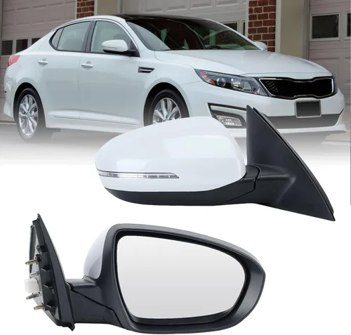 Vista 15 de Espejo lateral del conductor compatible con espejos Kia Optima 2011 2012 2013 con luz intermitente, vidrio eléctrico, plegado manual, repuesto Negro