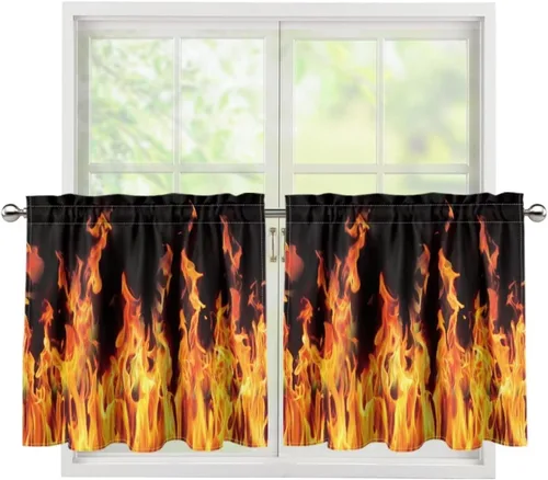 Vista 16 de God Bssing You Tier Curtains for July 4Th 2026 27.5x24 2 Panels Light Filtering Half Window Rod Pocket for Kitchen/Bathroom