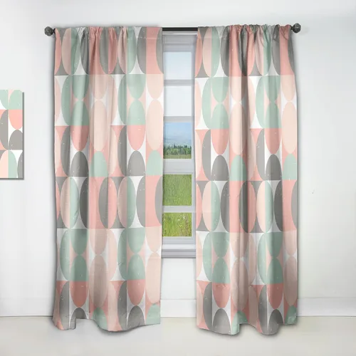 Vista 12 de DesignQ Cortinas opacas con patrón circular pastel retro II para dormitorio, cortinas para sala de estar, cortinas con aislamiento térmico, panel