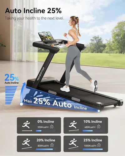 Vista 3 de Renestar Cintas de correr para el hogar, caminadora con inclinación automática, cintas de correr plegables para correr y caminar, capacidad