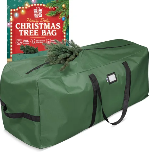Vista 8 de Bolsa de Almacenamiento de Navidad de Servicio Pesado que se Adapta a Árboles Artificiales de hasta 7.5 pies de Altura, Impermeable con Asas Verde