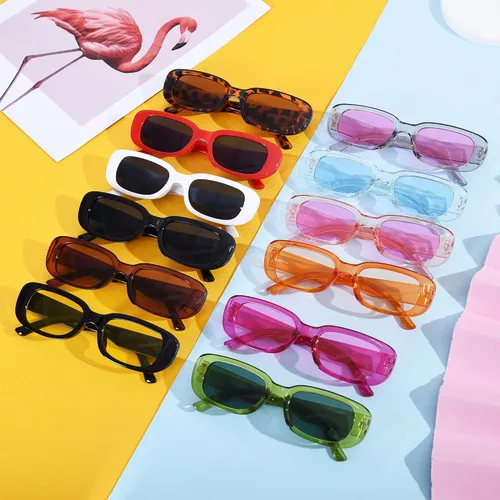 Vista 6 de Gafas de sol para fiesta, a granel, retro, pequeñas, rectangulares, para mujer, vintage, cuadradas, paquete de 12