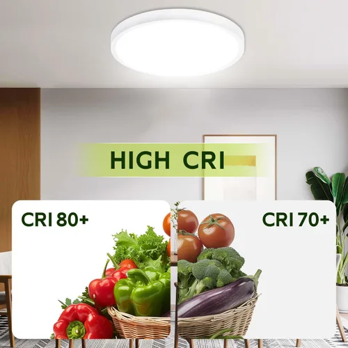 Vista 3 de hykolity Paquete de 2 Luces de Panel Plano Redondo LED de 9 Pulgadas con CCT Seleccionable, 18W 1800LM 3000K/4000K/5000K, Lámpara de Techo