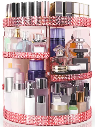 Vista 12 de Organizador de maquillaje giratorio de 360 grados para tocador, organizador de belleza de capacidad extra grande, organizador de perfume DIY