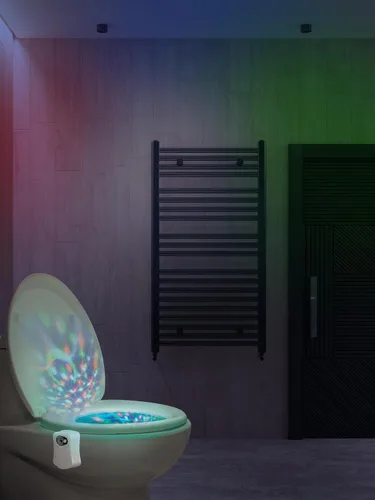 Vista 3 de Luz de discoteca para inodoro, luz de baño con sensor de movimiento, luces LED de baño, accesorios de baño divertidos, luces de inodoro dentro